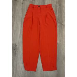 TOPSHOP Orange High-Waisted Tapered Pleated Trousers Women’s Size 4